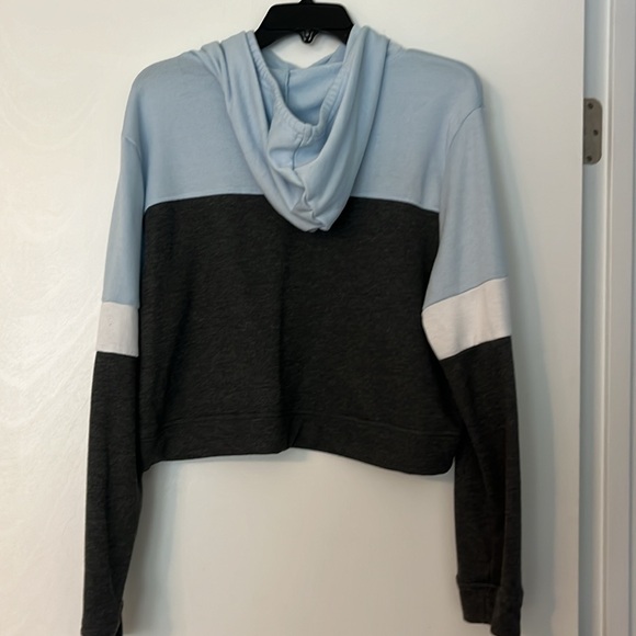Colorblock Hoodie - Light Blue and Dark Gray - Picture 2 of 2